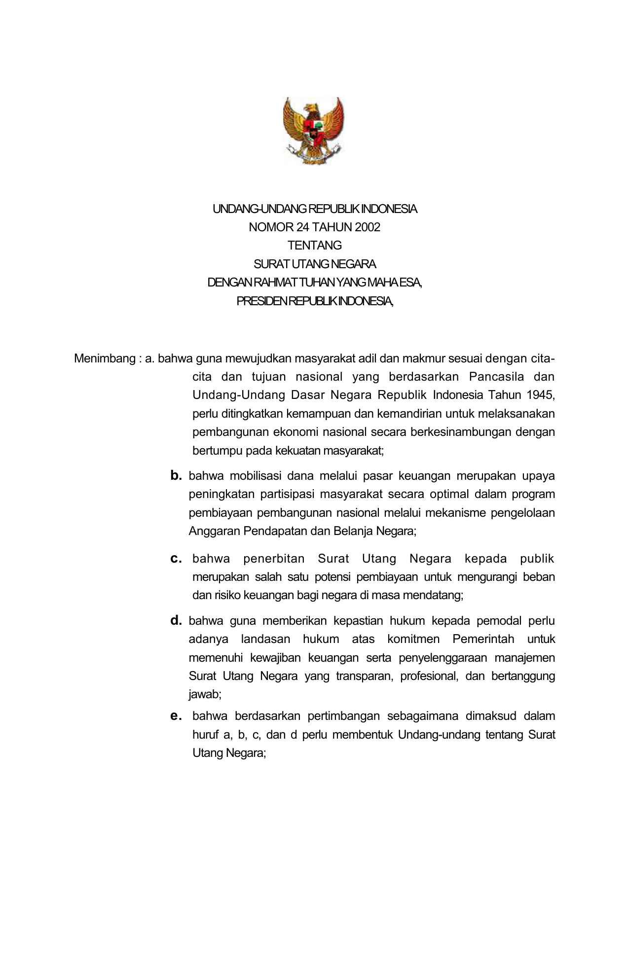 Undang Undang Republik Indonesia Nomor 24 Tahun