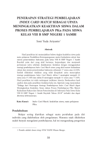 PENERAPAN STRATEGI PEMBELAJARAN INDEX CARD MATCH