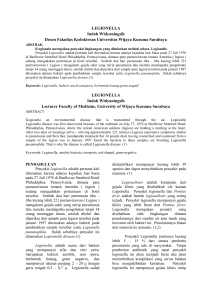 LEGIONELLA Indah Widyaningsih Dosen Fakultas Kedokteran