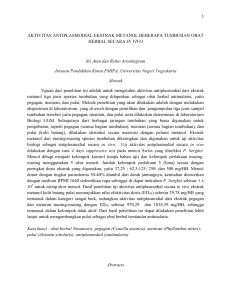aktivitas antiplasmodial ekstrak metanol beberapa tumbuhan obat