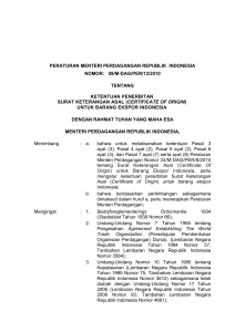 peraturan menteri perdagangan republik indonesia nomor: 59/m