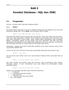 BAB 5 Koneksi Database : SQL dan JDBC