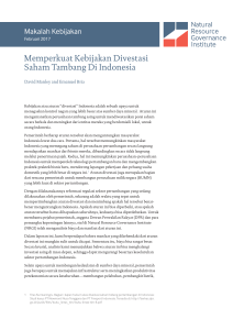 Memperkuat Kebijakan Divestasi Saham Tambang Di Indonesia