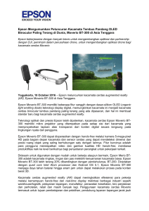 Epson Mengumumkan Peluncuran Kacamata Tembus Pandang