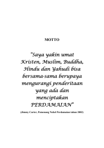 “Saya yakin umat Kristen, Muslim, Buddha, Hindu dan Yahudi bisa