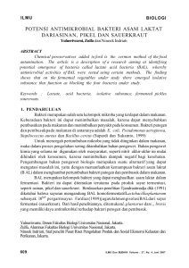 potensi antimikrobial bakteri asam laktat dariasinan, pikel