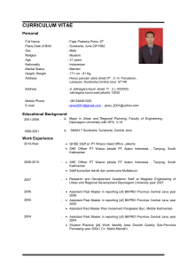 CURRICULUM VITAE Personal Full Name : Fajar Pratama Putra, ST