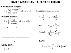 BAB 8 ARUS DAN TAHANAN LISTRIK ARUS LISTRIK