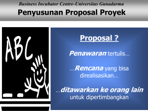 manager Penyusunan Proposal Proyek Business Incubator Centre