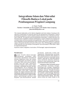 Integralisme Islam dan Nilai-nilai Filosofis Budaya