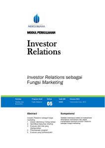 Investor Relations sebagai Fungsi Marketing