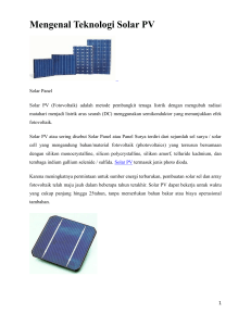 Mengenal Teknologi Solar PV