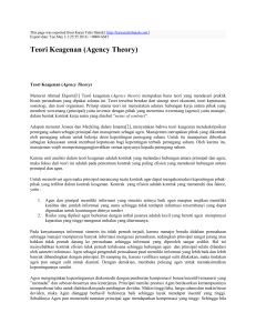 Teori Keagenan (Agency Theory) : Karya Tulis Ilmiah : http