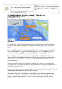 Gempa Sumatera Ciptakan Lempeng Tektonik Baru