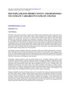 phytoplankton productivity and responses to