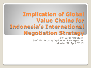 Implication of Global Value Chains for Indonesia`s International