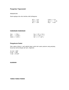 Pengertian Trigonometri Pengukuran Sudut