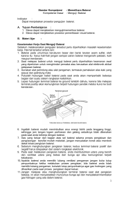 1 Standar Kompetensi : Memelihara Baterai Kompetensi Dasar