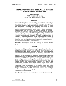 KREATIVITAS GURU DALAM PEMBELAJARAN GEOGRAFI DI