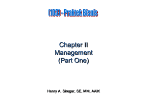 Chapter II Management (Part One)