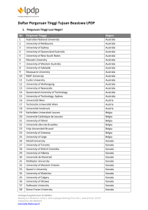 Daftar Perguruan Tinggi Tujuan Beasiswa LPDP