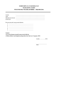 FORM RIWAYAT KESEHATAN MAHASISWA BARU POLITEKNIK
