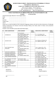 SURAT KETERANGAN BEBAS PINJAM ALAT DAN BAHAN LAB