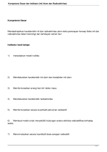 Kompetensi Dasar dan Indikator (Inti Atom dan Radioaktivitas)