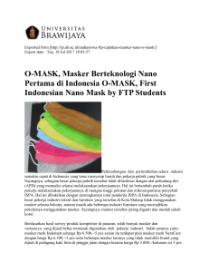 O-MASK, Masker Berteknologi Nano Pertama di Indonesia