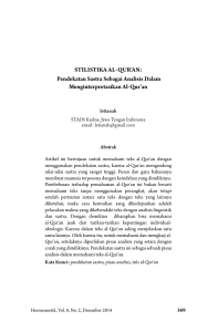 STILISTIKA AL-QUR`AN: Pendekatan Sastra Sebagai Analisis