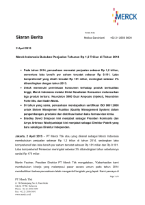 Merck Indonesia Bukukan Penjualan Tahunan Rp. 1,2 Triliun di