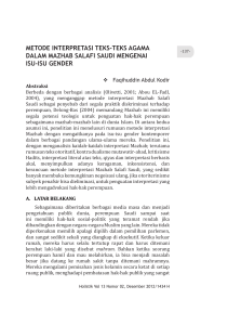 metode interpretasi teks-teks agama dalam mazhab salafi saudi