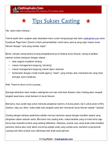 Tips Sukses Casting