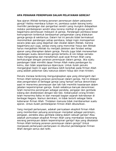 APA PERANAN PEREMPUAN DALAM PELAYANAN GEREJA