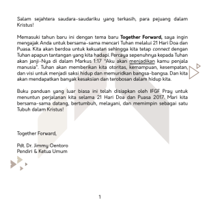 1 Salam sejahtera saudara-saudariku yang terkasih, para pejuang