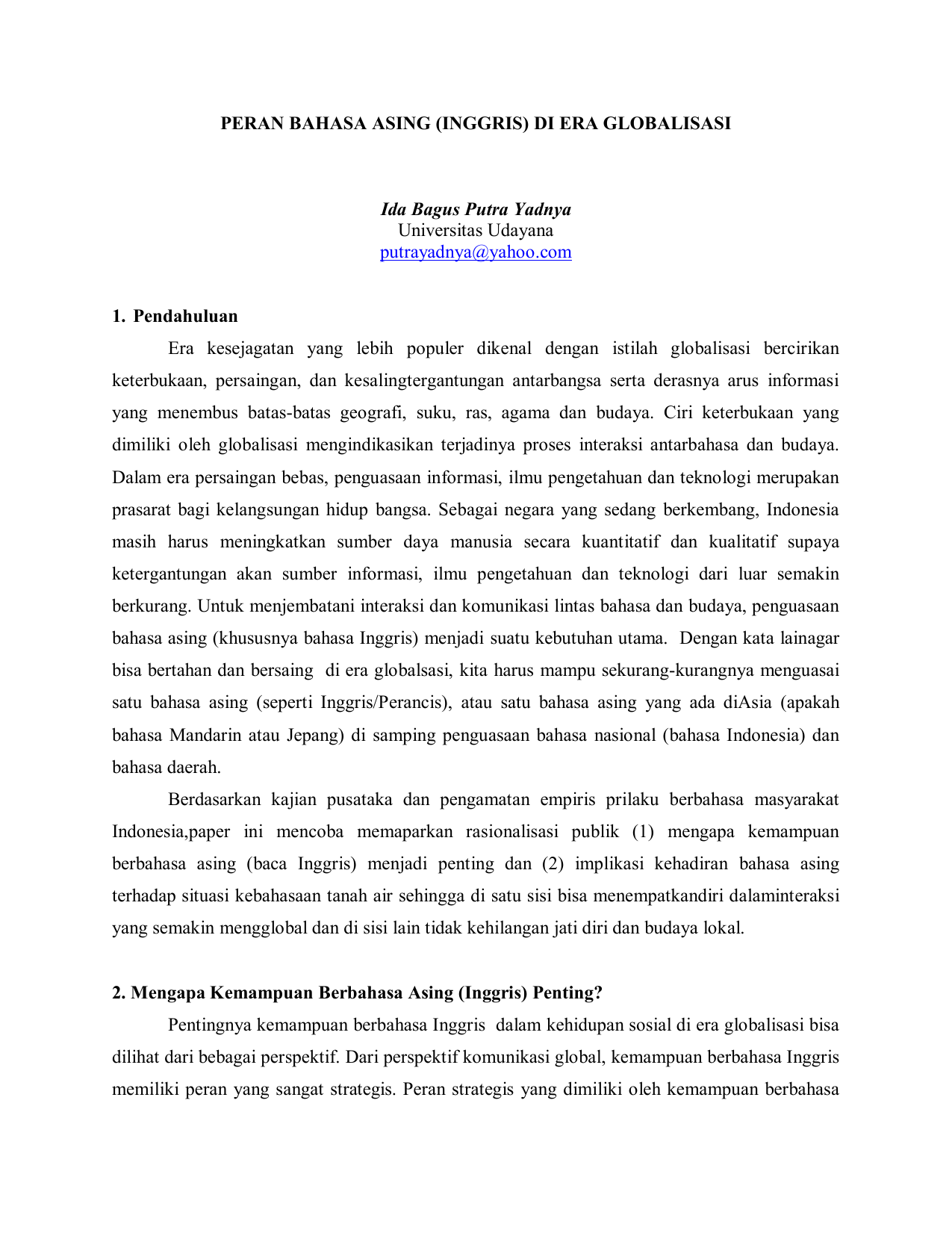 makalah tentang bahasa indonesia di era globalisasi