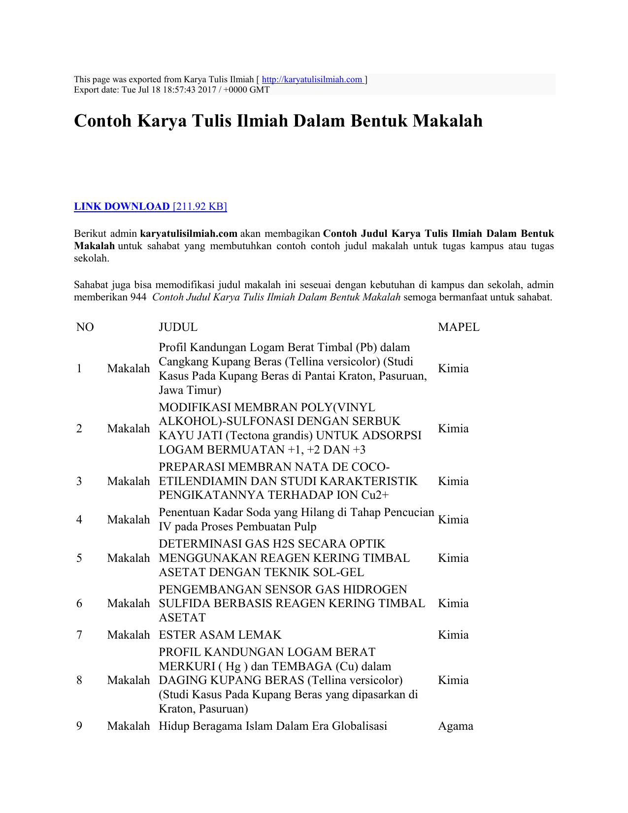 Contoh Laporan Karya Tulis Ilmiah Nusagates Contoh Laporan Karya Tulis Ilmiah Nusagates
