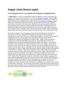 Supply chain Rantai suplai From Wikipedia, the free encyclopedia