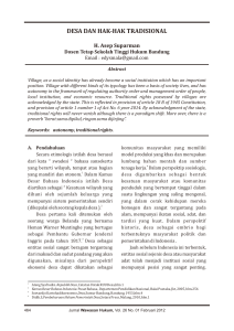 desa dan hak-hak tradisional - Jurnal Wawasan Yuridika