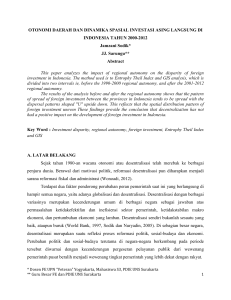 OTONOMI DAERAH DAN DINAMIKA SPASIAL INVESTASI ASING
