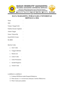 DATA MAHASISWA WIRAUSAHA UNIVERSITAS SRIWIJAYA 2016