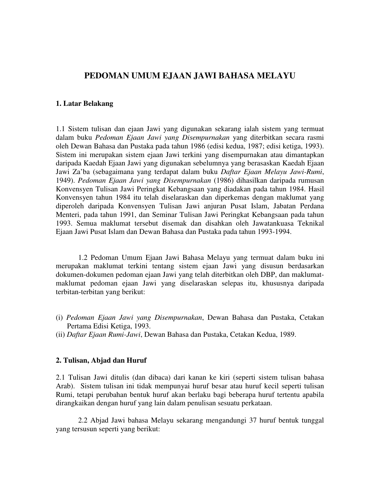 Pedoman Umum Ejaan Jawi Bahasa Melayu