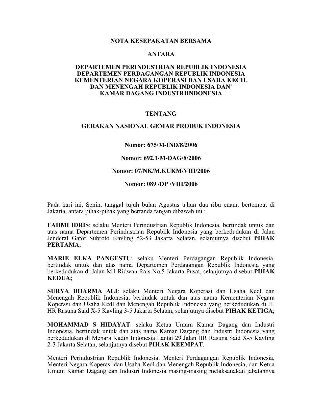 Nota Kesepakatan Bersama