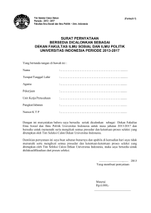 Formulir Bakal Calon Dekan FISIP Periode 2013-2017