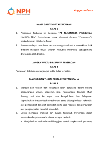 Anggaran Dasar - PT Nusantara Pelabuhan Handal Tbk