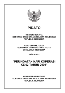 pidato harkop ke 62 2009 - Kementerian Koperasi dan UKM