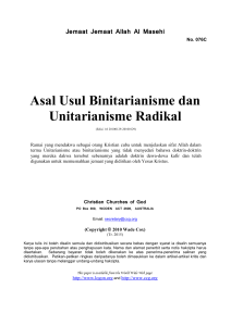 Asal Usul Binitarianisme dan Unitarianisme Radikal [076C]