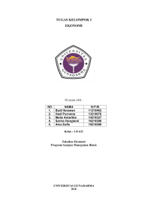 TUGAS KELOMPOK I EKONOMI Di susun oleh : NO NAMA N.P.M 1