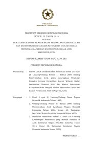 Peraturan Presiden Republik Indonesia Nomor 23 Tahun 2015