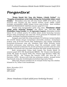 Panduan Pemahaman Alkitab Sinode GKSBS Semester Ganjil 2014